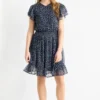 Chiffon dress - floral dark blue