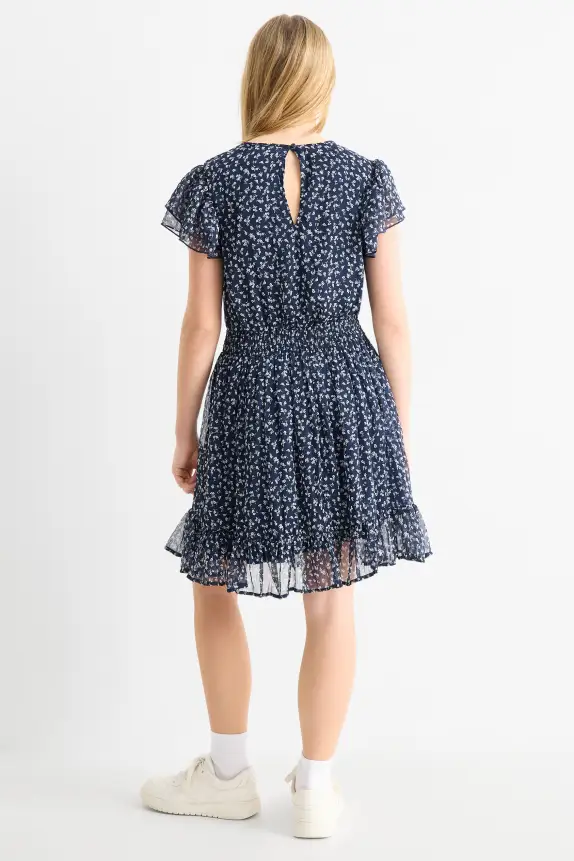 Chiffon dress - floral dark blue