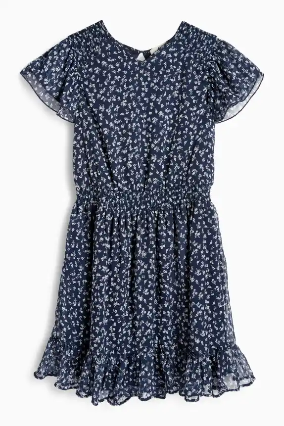 Chiffon dress - floral dark blue