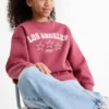 Los Angeles - sweatshirt with rhinestones dark rose
