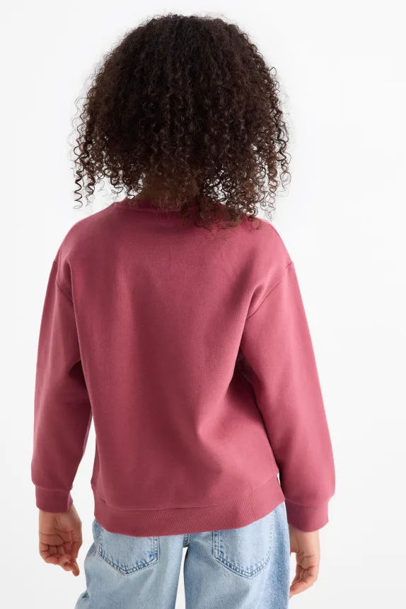 Los Angeles - sweatshirt with rhinestones dark rose