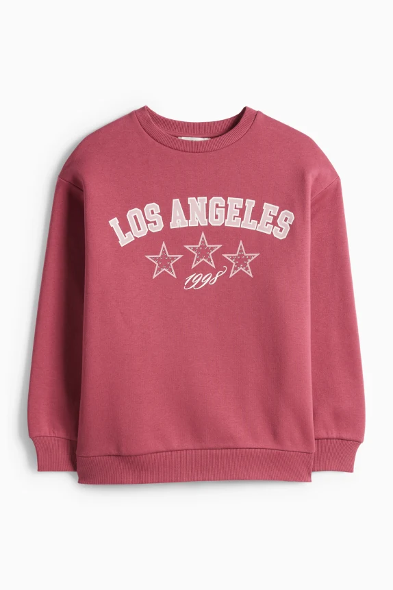 Los Angeles - sweatshirt with rhinestones dark rose