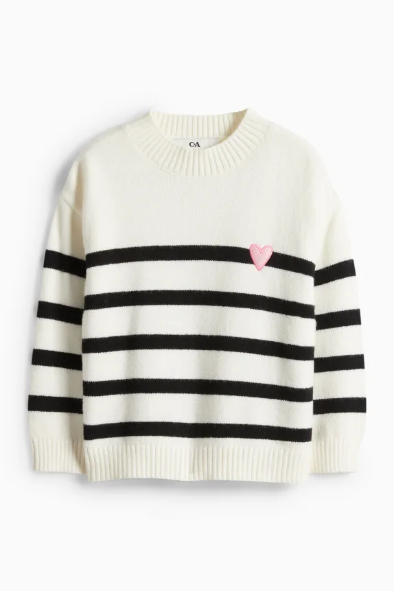 Heart - jumper - striped cremewhite