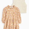 Floral - set - dress and slipover - 2 piece cremewhite