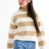 Jumper - ribbed - striped beige