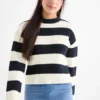 Jumper - ribbed - striped dark blue / creme white