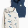 Dino - set - hoodie and quilted gilet - 2 piece dark blue