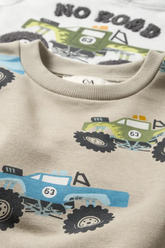 Multipack of 2 - monster truck - hoodie and sweatshirt gray-melange
