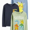 Multipack of 3 - PokÃ©mon - long sleeve top light green