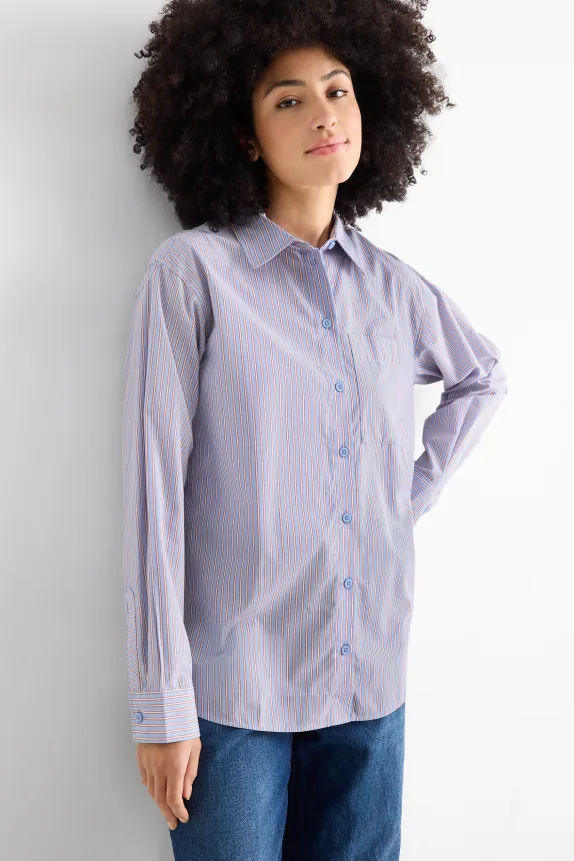 Blouse - striped light blue
