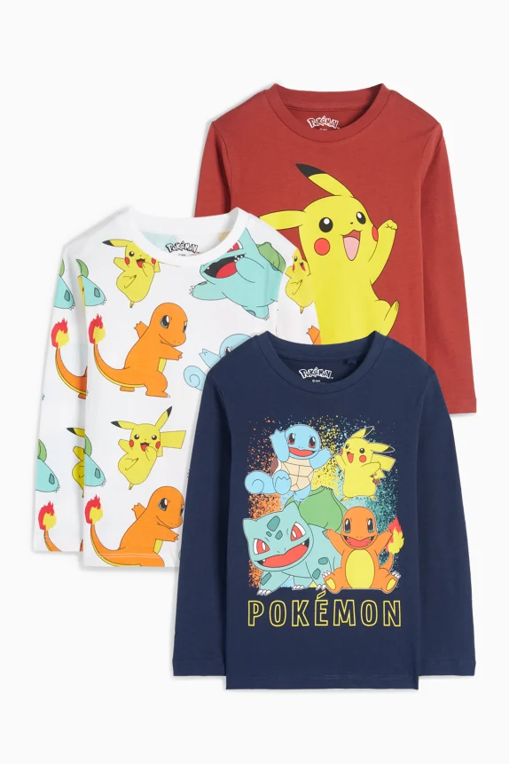 Multipack of 3 - PokÃ©mon - long sleeve top dark blue