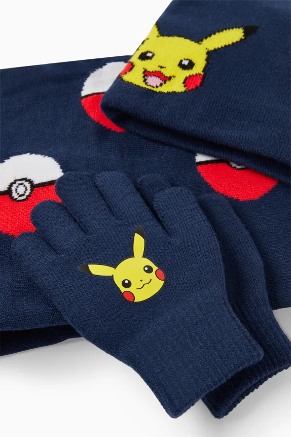 PokÃ©mon - Pikachu - set - hat, snood and gloves dark blue