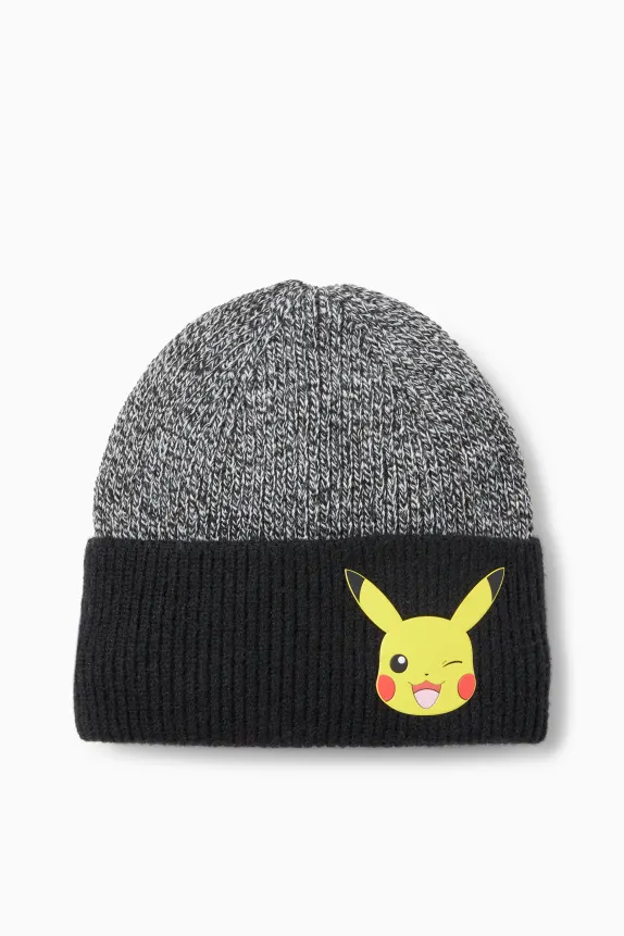 PokÃ©mon - Pikachu - knitted hat - ribbed black