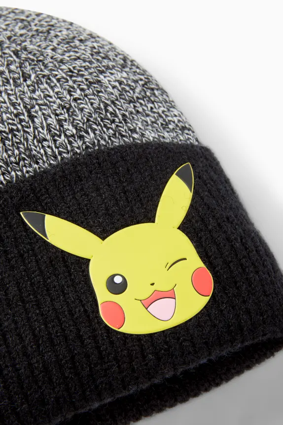 PokÃ©mon - Pikachu - knitted hat - ribbed black