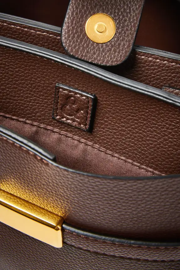 Crossbody bag - faux leather dark brown