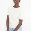 Knitted jumper - short sleeve - textured white