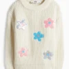 Floral - jumper - ribbed cremewhite