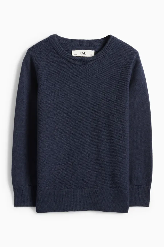 Jumper - textured dark blue