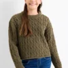 Jumper - cable knit pattern khaki