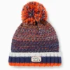 Pom-pom hat - patterned - textured orange