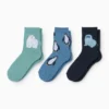 Multipack of 3 - penguin and polar bear - warm socks with motif dark blue