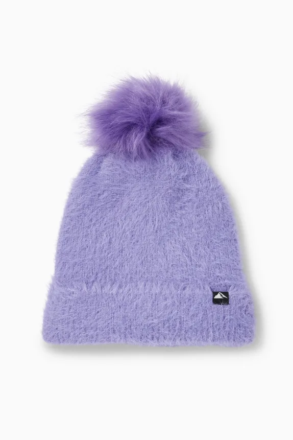 Pom-pom ski hat - ribbed light violet