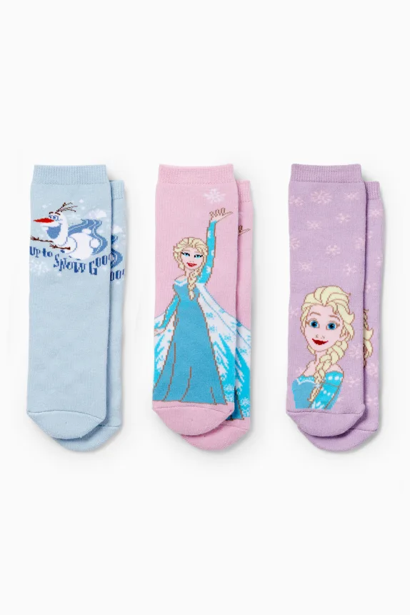 Multipack of 3 - Frozen - non-slip socks rose / light blue
