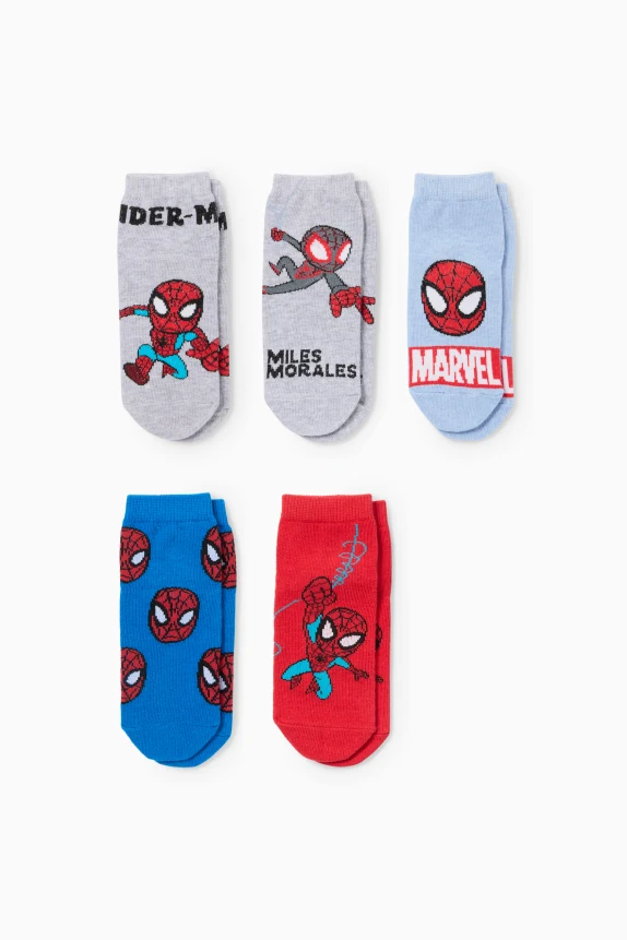 Multipack of 5 - Spider-Man - socks with motif white / red