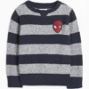 Spider-Man - jumper - striped - textured dark blue