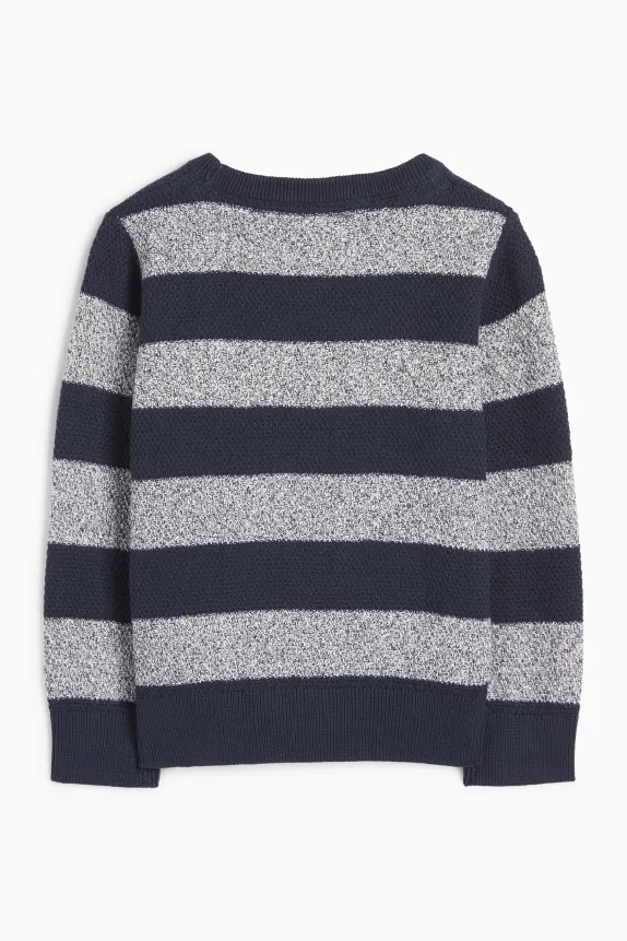 Spider-Man - jumper - striped - textured dark blue