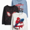 Multipack of 3 - Spider-Man - long sleeve top blue