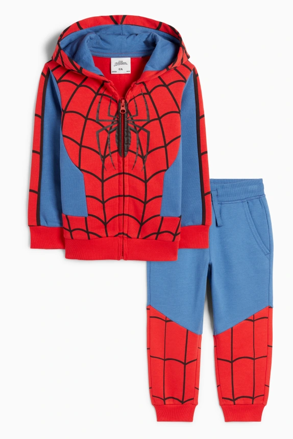 Spider-Man - set - zip-through hoodie and joggers red / dark blue