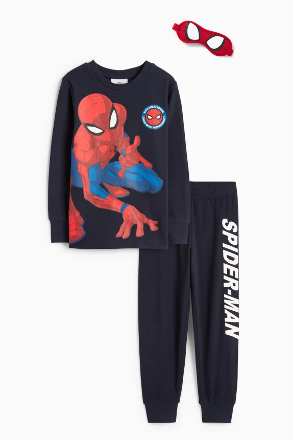Spider-Man - set - pyjamas and sleep mask - 3 piece dark blue