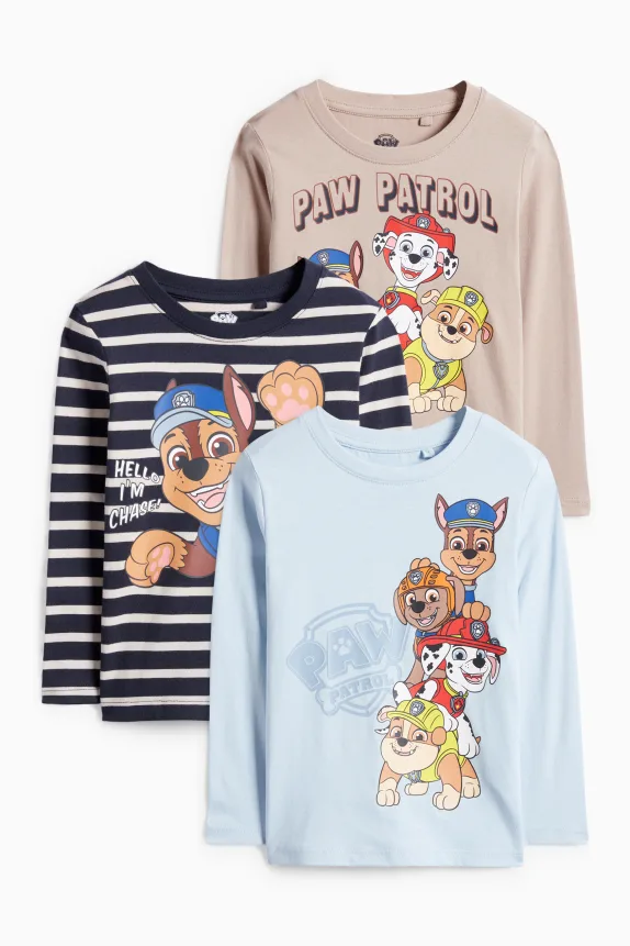 Multipack of 3 - PAW Patrol - Chase, Marshall - long sleeve top light blue