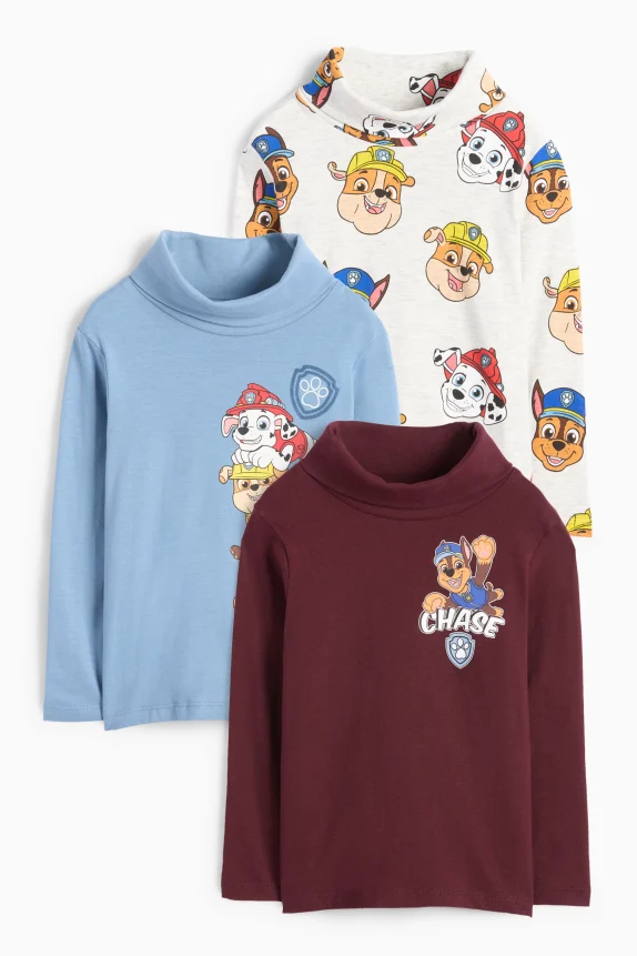 Multipack of 3 - PAW Patrol - Chase, Rubble - turtleneck top blue