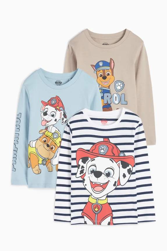 Multipack of 3 - PAW Patrol - Chase, Marshall - long sleeve top blue