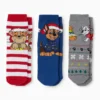 Multipack of 3 - PAW Patrol - Chase - warm Christmas socks red / dark blue