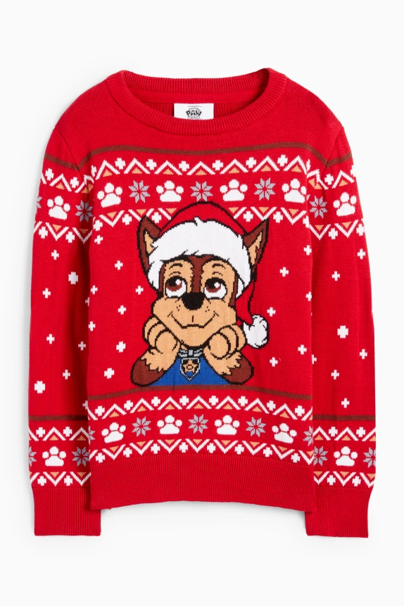PAW Patrol - Chase - Christmas jumper red