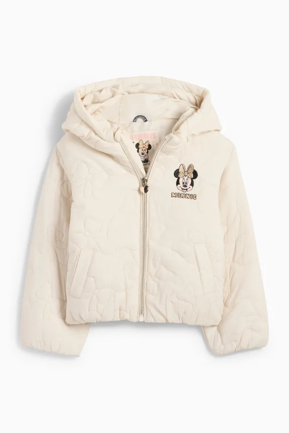 Minnie Mouse - quilted jacket with hood - water-repellent light beige