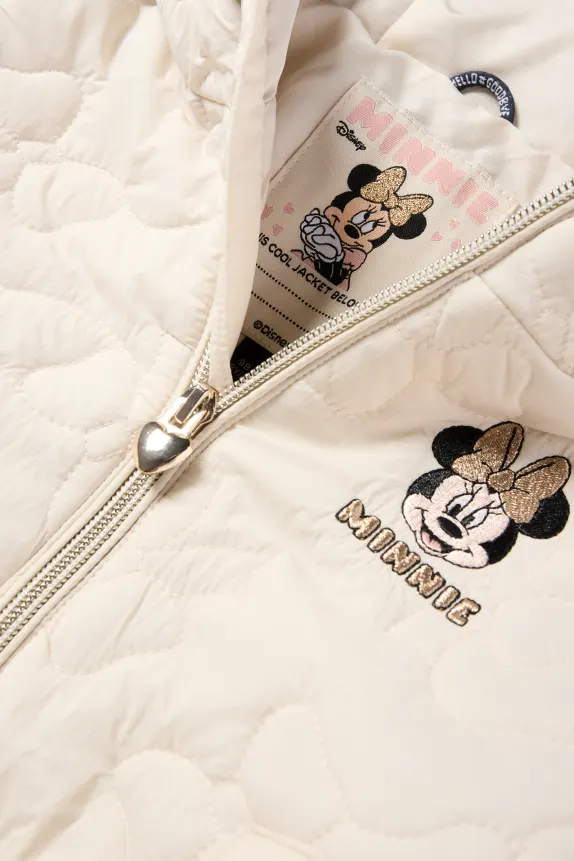 Minnie Mouse - quilted jacket with hood - water-repellent light beige