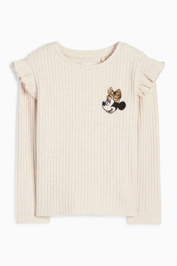 Minnie Mouse - long sleeve top - ribbed light beige