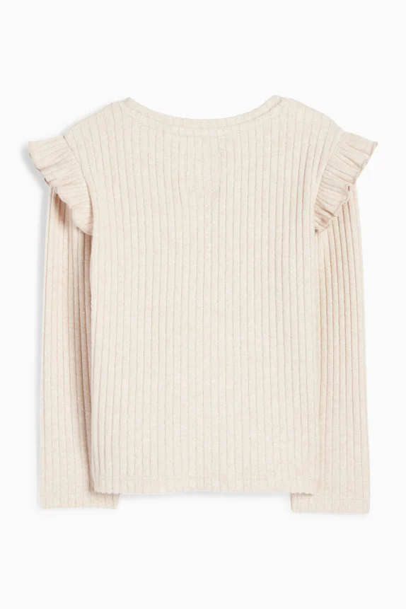 Minnie Mouse - long sleeve top - ribbed light beige