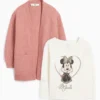 Minnie Mouse - set - long sleeve top and cardigan - 2 piece dark rose