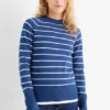 Fine knit jumper - striped blue / white