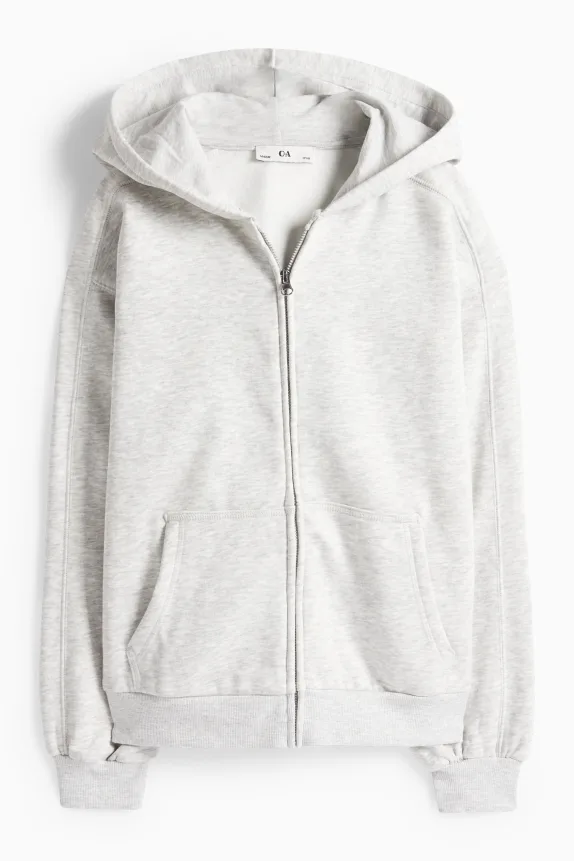 Zip-through hoodie light gray-melange