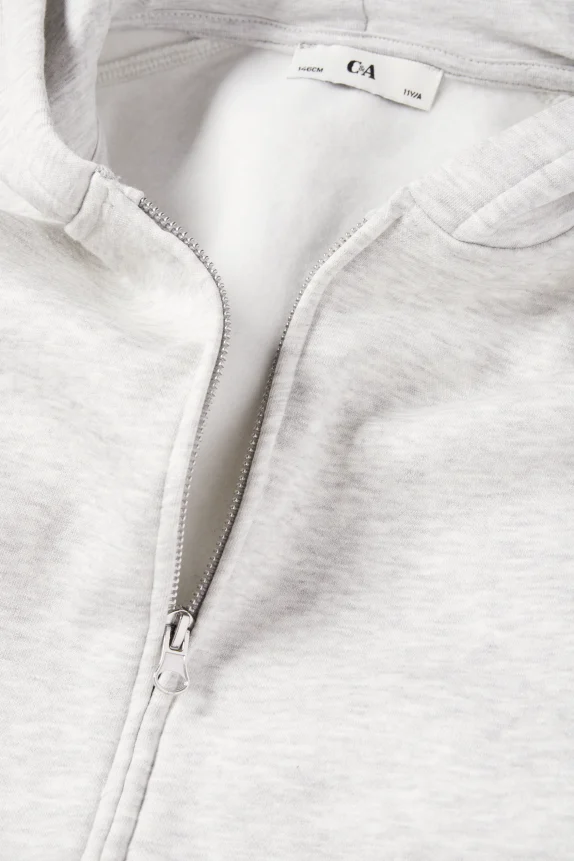 Zip-through hoodie light gray-melange
