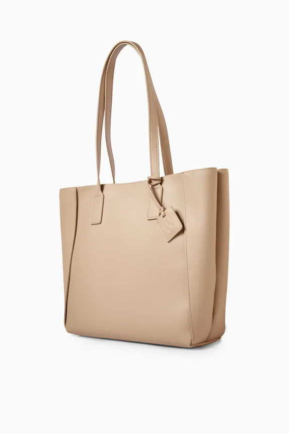 Large shopper - faux leather light beige