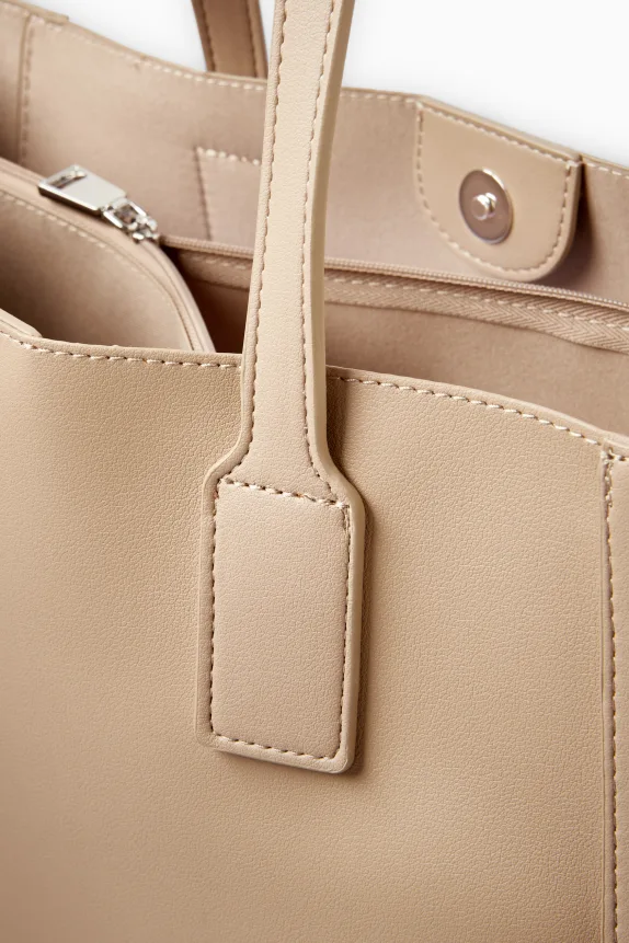 Large shopper - faux leather light beige