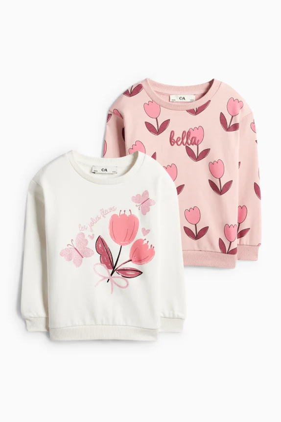 Multipack of 2 - tulip and butterfly - sweatshirt white / rose
