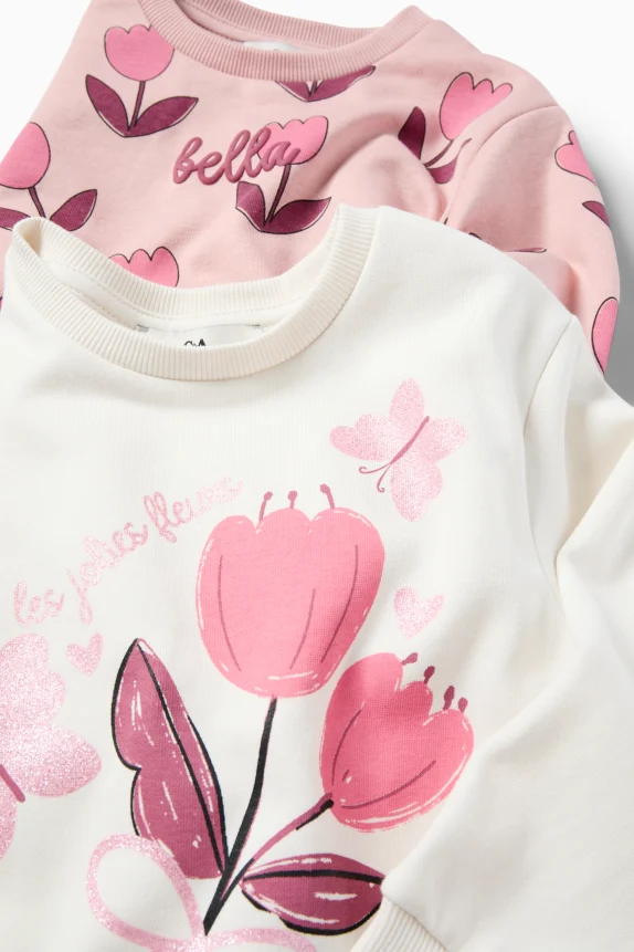 Multipack of 2 - tulip and butterfly - sweatshirt white / rose